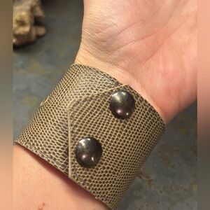 MUST GO: Faux Leather Unisex Cuff in Tan/Brown Cuff Band with snaps and Detail